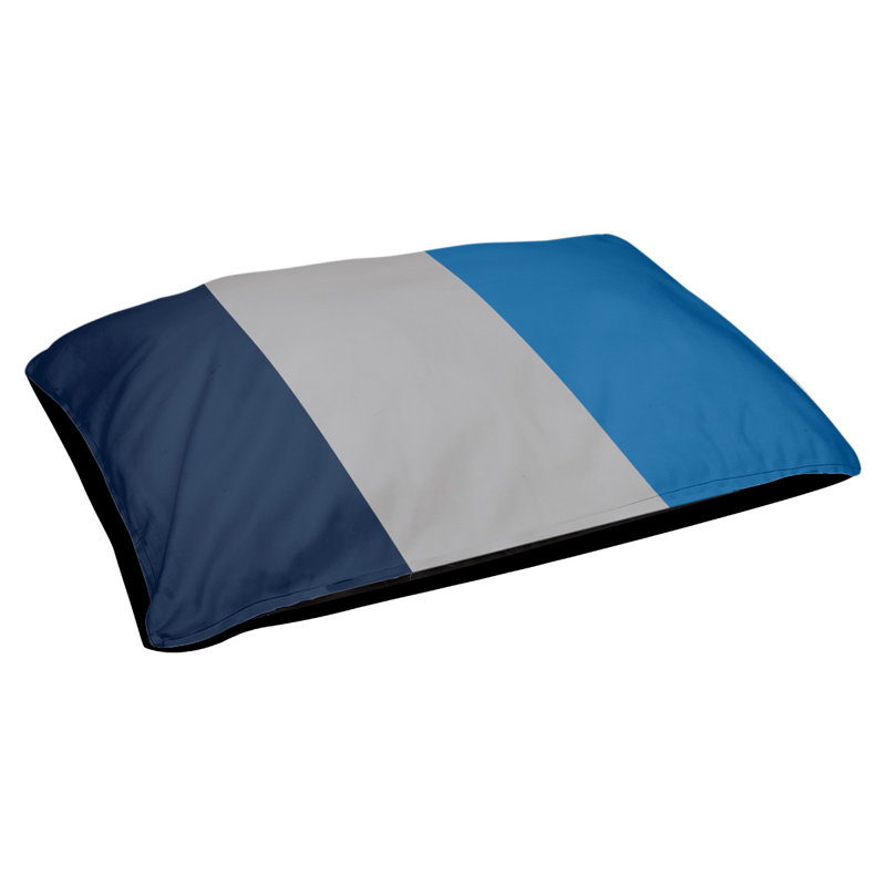 Coussin rectangulaire designer Tampa Bay, Grand (L 40 po x l 50 po), Bleu nuit polaire / argent / bleu aviateur