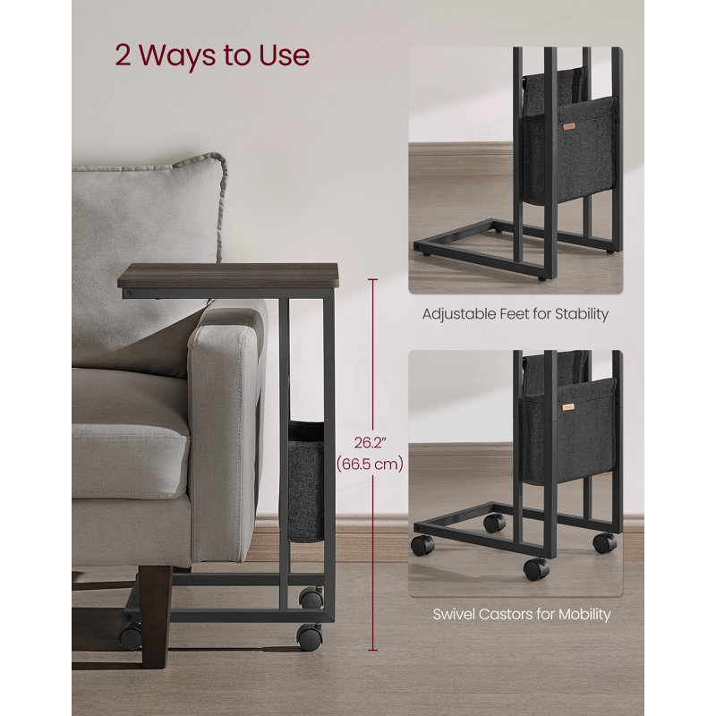 Alexann Sled End Table, Dark Brown, Black