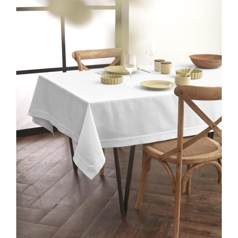 Dru Cotton Linen Plain Tablecloth, White, 72" x 54"
