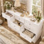 Commode 12 tiroirs avec grande capacité de rangement, commode de rangement large avec glissières en métal et design moderne-1249085946