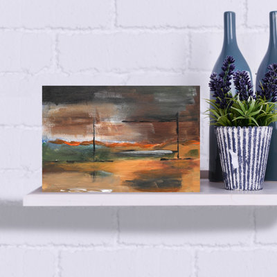 «Moody Horizon Landscape», art contemporain abstrait expressionniste paysage d'automne