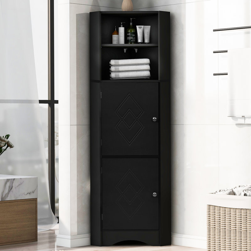 Armoire de salle de bain autoportante 61 po Amos, Noir