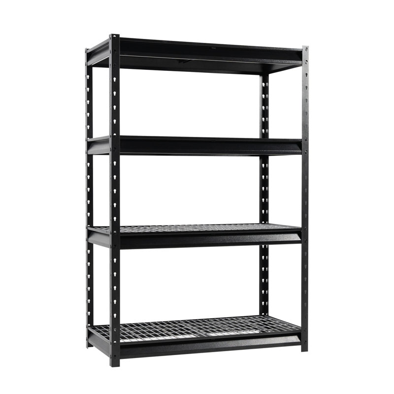 Étagère de rangement robuste avec tablettes réglables Mineko Atlas l 12,5 lb, H 72 po x l 48 po x P 24 po, Noir