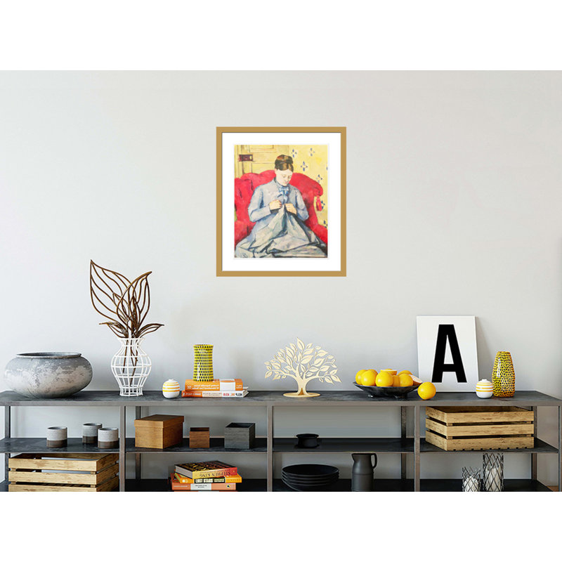 «Madame Cezanne couture» par Paul Cézanne, impression giclée encadrée, H 27,11 po x l 23,5 po