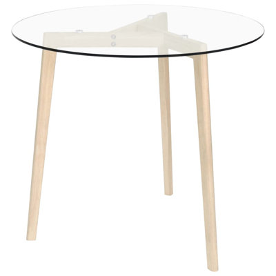 Cacey Round Glass Top Metal Base Dining Table