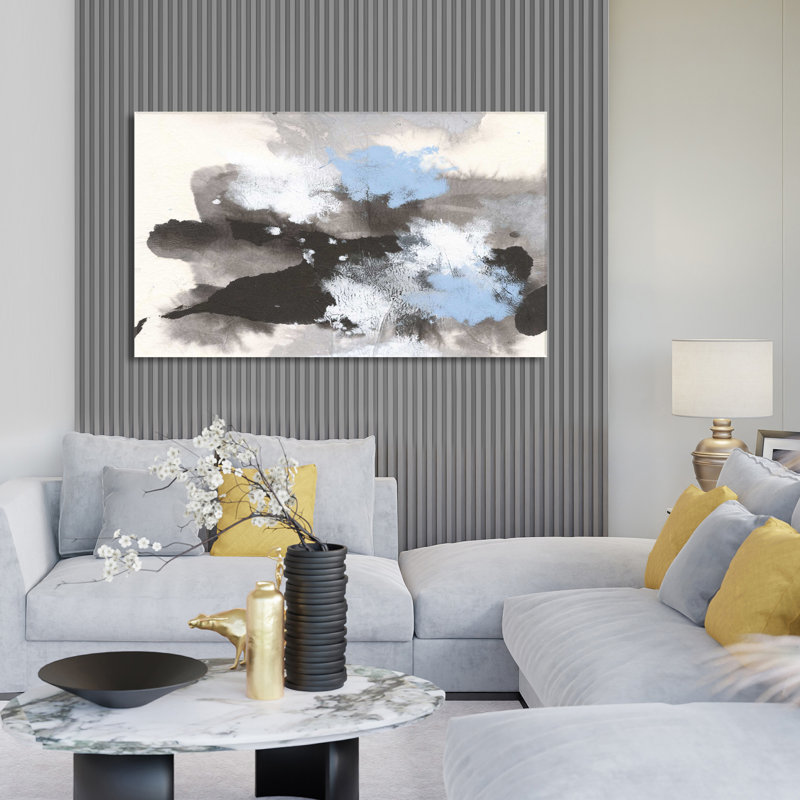 Bouffée de bleu II - Peinture, L 30 po x H 18 po, Toile tendue