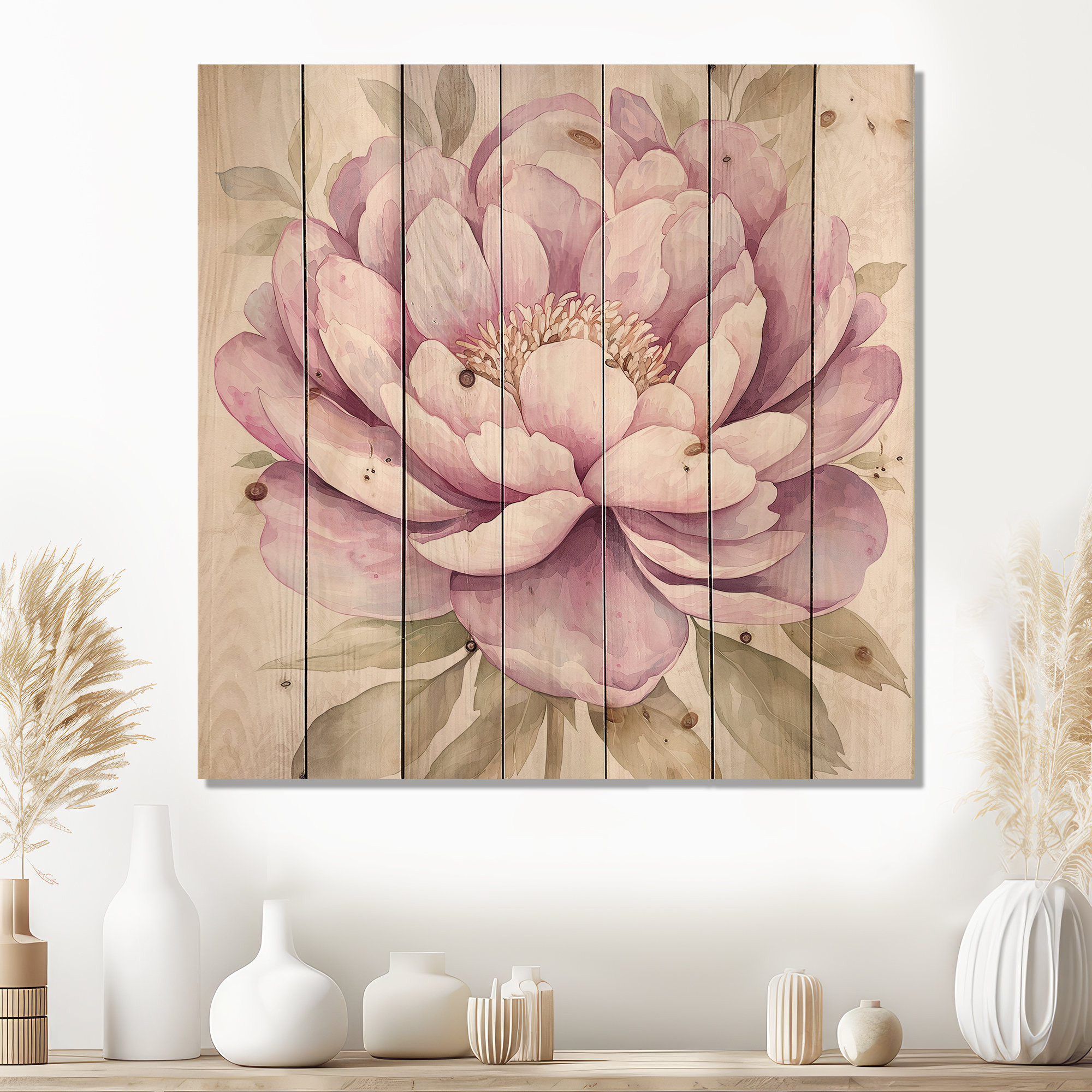 Ophelia & Co. Minimalism Elegance Of Pink Peonies II - Peonies Wood ...