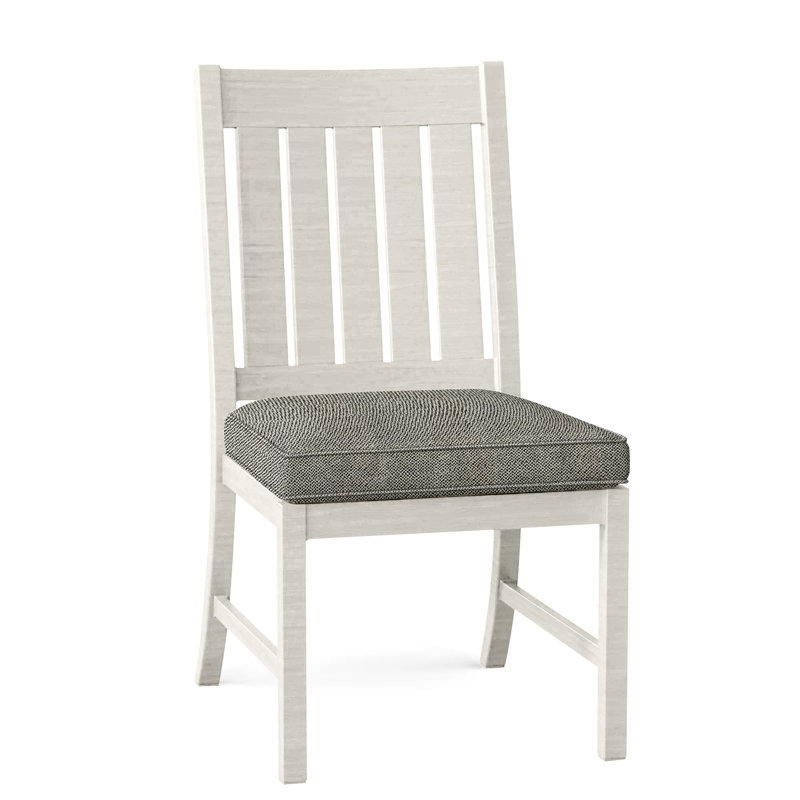 Club Patio Dining Side Chair with Cushions, Welt, Intermix Bark, Chalk