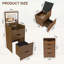 Bureau de coiffeuse 3 en 1 avec miroir éclairé et tabouret, table de maquillage à plateau rabattable, rangement compact pour la chambre à coucher, la salle de bain et le vestiaire-41675960