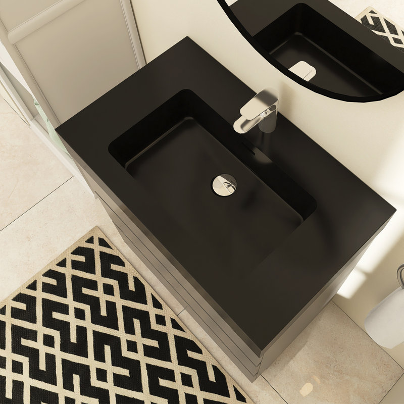 Meuble-lavabo simple Reniel, Gris, Noir, noir, noir, noir, 30"
