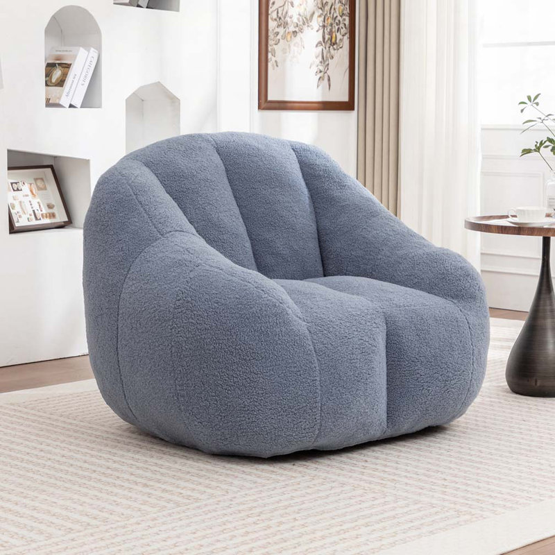 Fauteuil à billes en peluche avec accoudoirs Teddy, Bleu clair