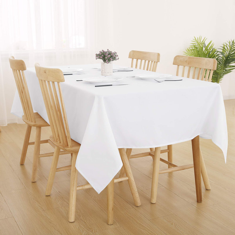 Solid Spillproof Decorative Red Tablecloths, White, 60" L x 84" W