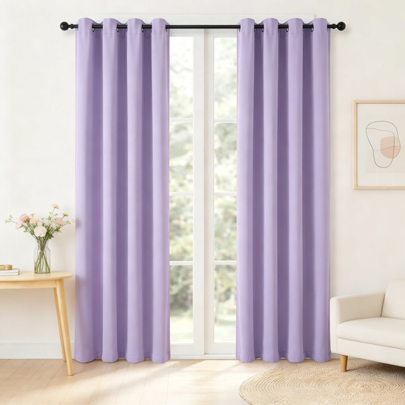 Rideaux occultants lilas de 84 pouces, 2 panneaux, isolant thermique, à œillets