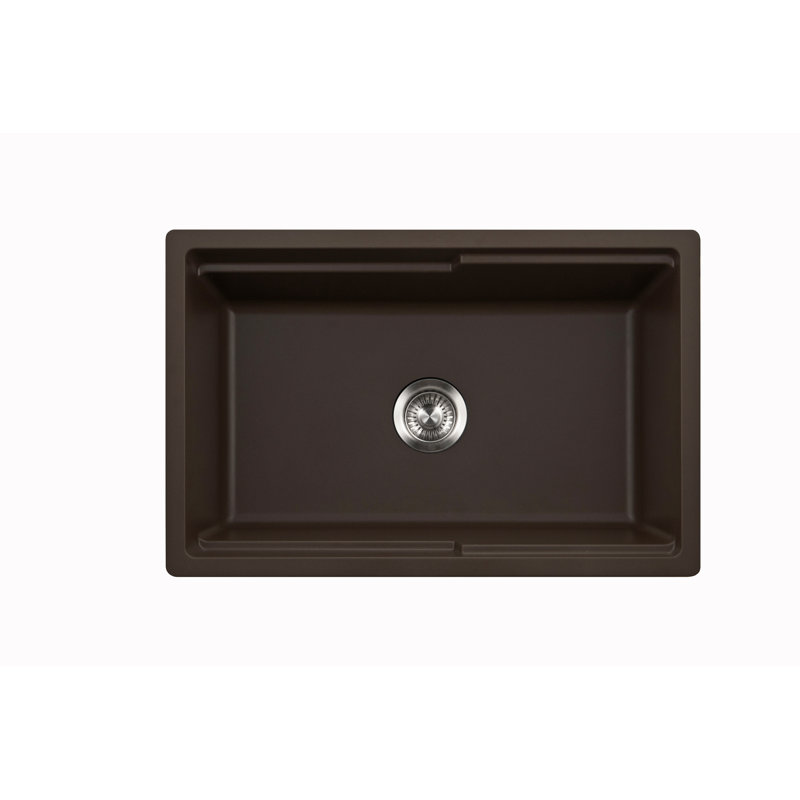 Évier de poste de travail en granite à tablier frontal 30 po avec accessoires Houzer, Brun