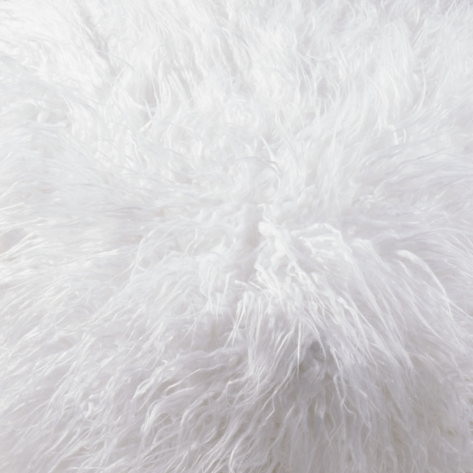 Faux Mongolian Collection 20" Pouffe, Ivory Acrylic