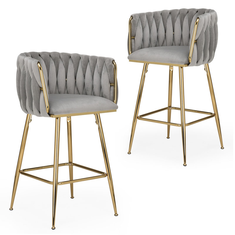 Ensemble de 2 tabourets de bar à hauteur de comptoir, Gris