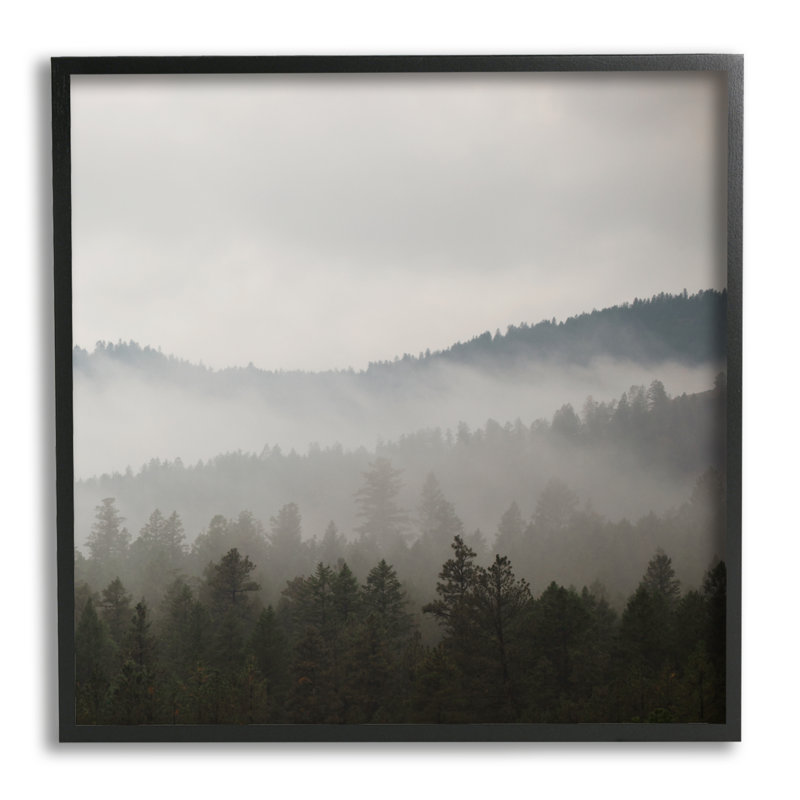 Sun Rays Through Fog Over Woodland Mountain Hills by Carol Robinson - Print on Wood, 12" H x 12" W x 1.5" D