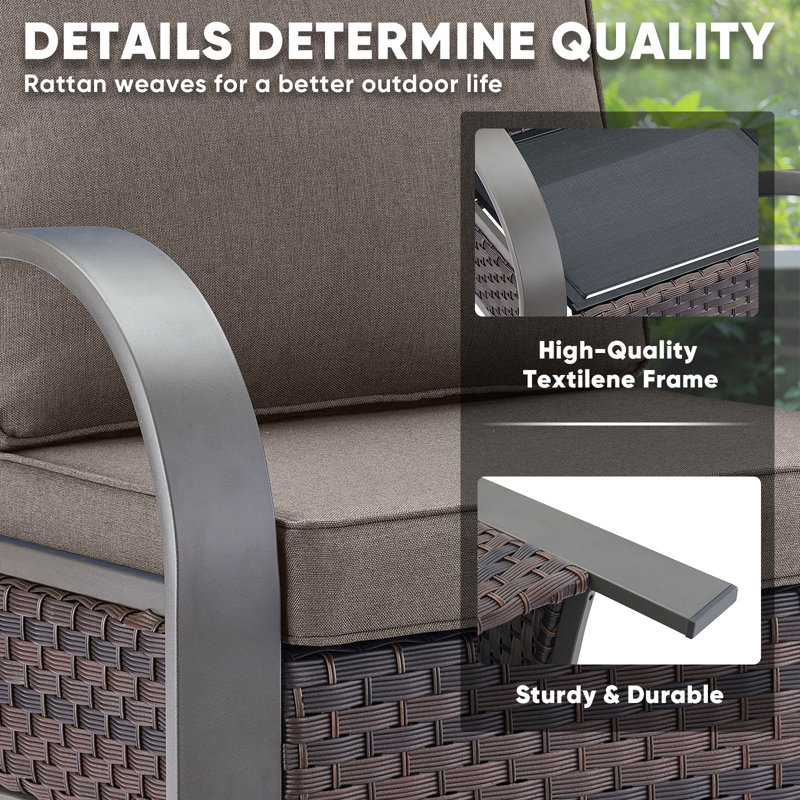 Wyland Outdoor Wicker Furniture Set With Weather-Resistant Cusions Perfect For Patios & Gardens, Gray