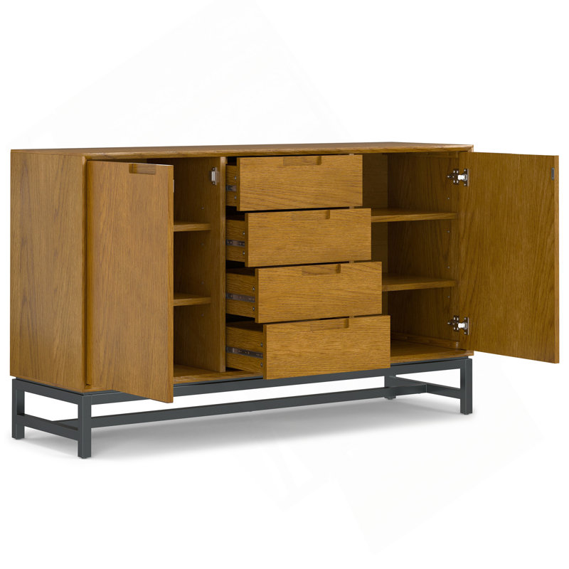 Buffet Banting Mid-Century avec tiroirs centraux, Chêne