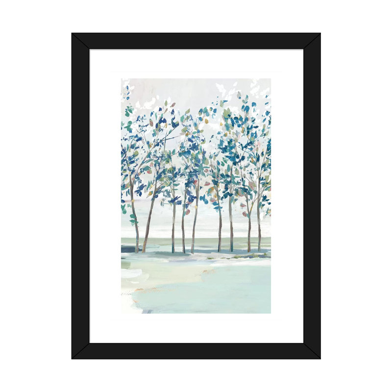 «Blue Ridge I» par Isabelle Z - reproduction d'art, H 24 po x l 16 po x P 1 po, Papier encadré noir, Blanc