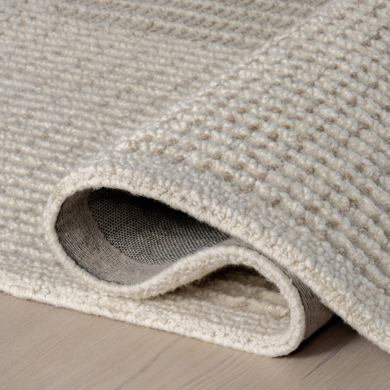 Montceito Ivory Hand-Tufted Wool Rectangular Area Rug, 6' x 9'