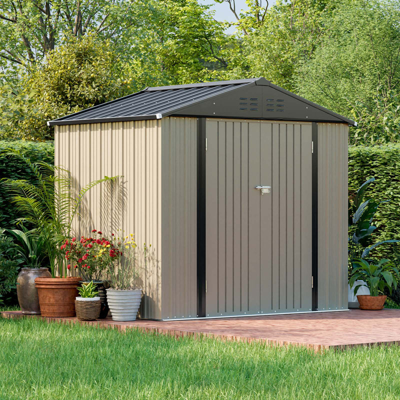 8 ft. W x 6 ft. D Metal Storage Shed, Green