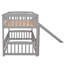 Lit superposé simple avec glissade, lit simple superposé simple avec clôture et échelle pour enfants adolescents gris-1329358436