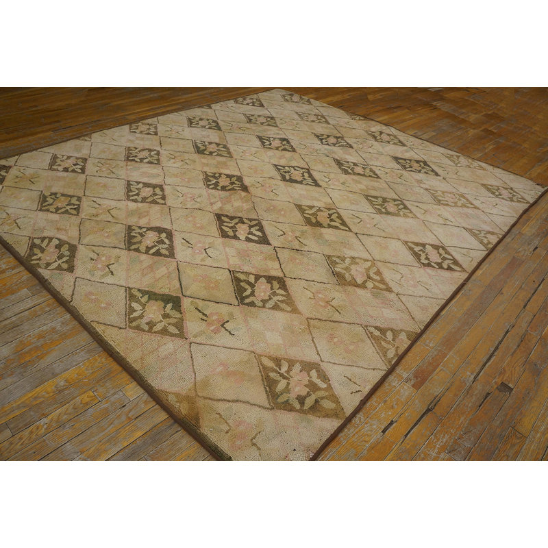 Antique American Hooked Usa Allover Rug