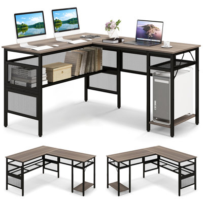 L-Shaped Metal Base Computer Desk