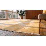 Small Size Gold Geometric Design Antique Cotton Dhurrie Rug
