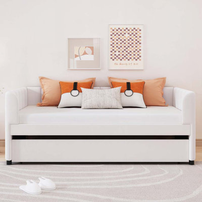 Velvet Upholstered Daybed with Trundle