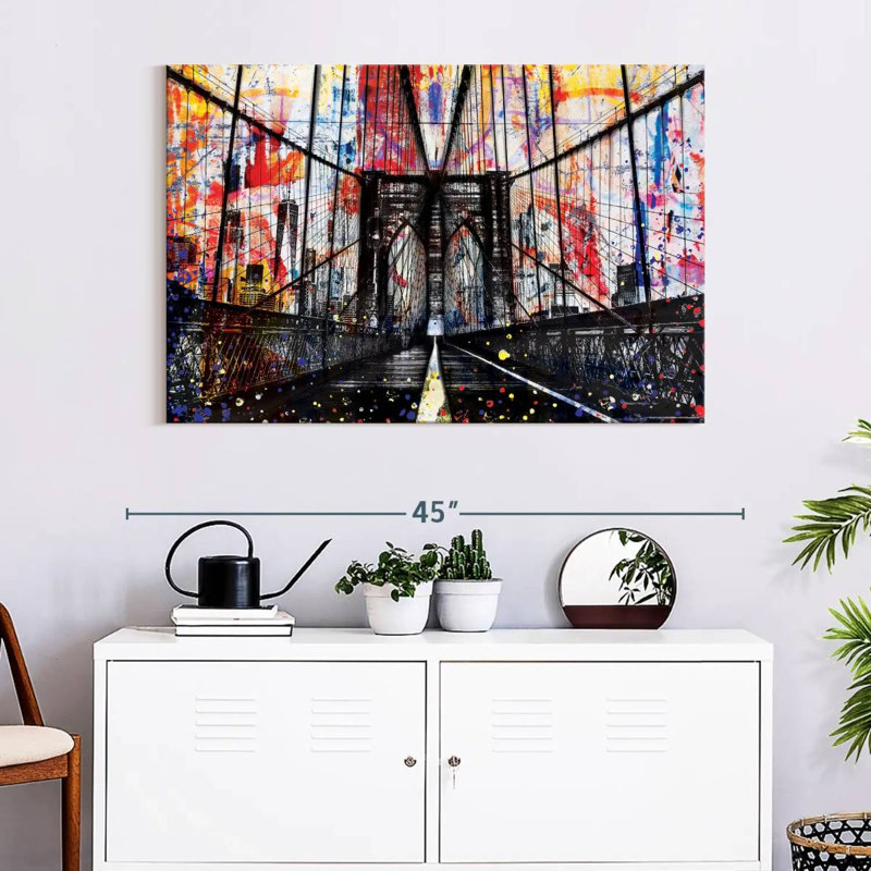 «Grunge Brooklyn Bridge», reproduction sur toile, H 26 po x l 39 po x P 1,25 po
