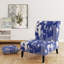 Fauteuil de chambre d'appoint rembourré à motif floral à rayures bleues et blanches