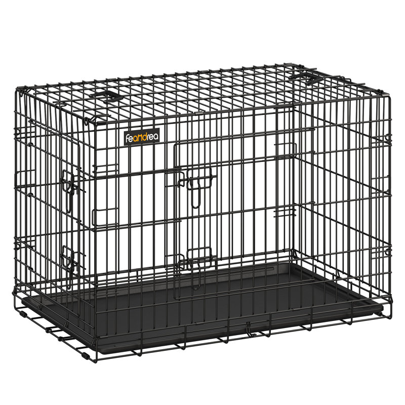 Collapsible Pet Crate with 2 Doors, 64cm H x 92.5cm W x 57.5cm D