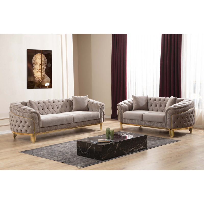 Modern Sofavanessa Loveseat Taupe