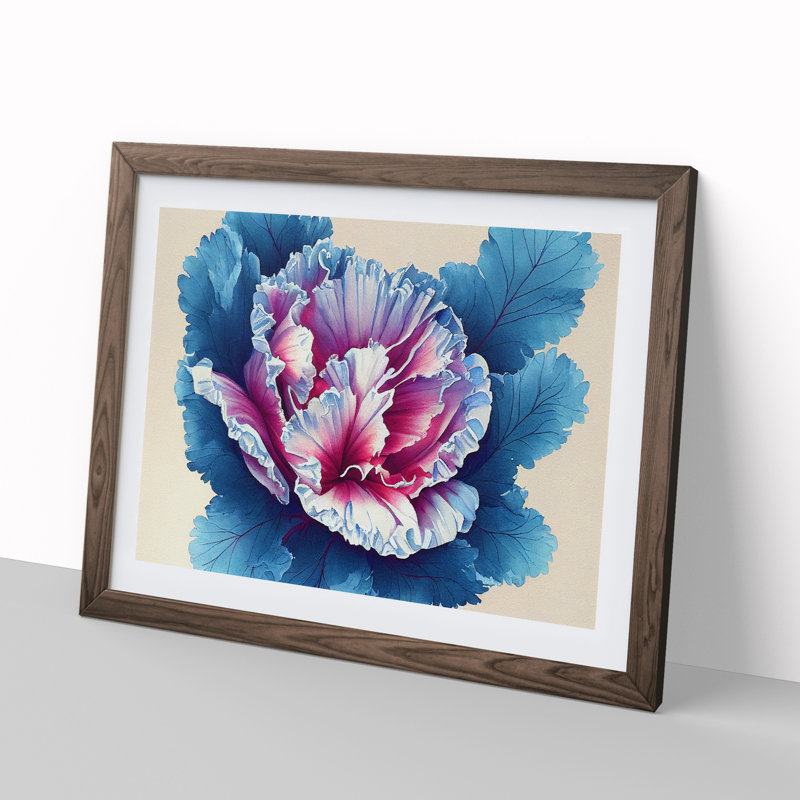 Watercolour Carnation Flower - Painting, Walnut Framed, 46cm H x 64cm W x 2cm D