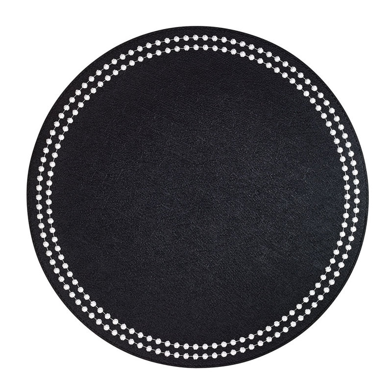 Pearls Vinyl Round Placemats, Black/White