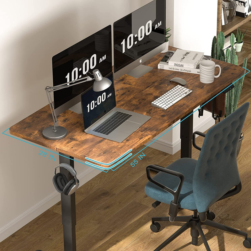 Kristion Metal Base Computer Desk, Rustic Brown