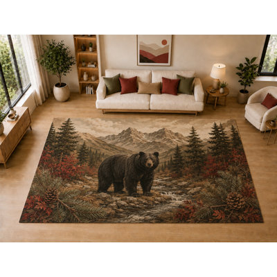 Tapis d'intérieur ultra-léger « Bear Stream » de 200 x 300 cm, idéal pour le salon, la chambre à coucher, la salle à manger, le bureau ou la salle familiale. Doux et à poils courts, avec un envers antidérapant en silicone. Couleur : marron.