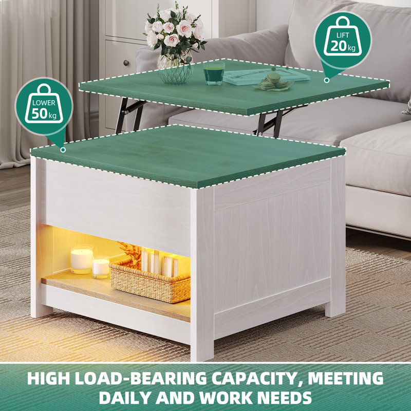 Metro Lane Square Lift Top Coffee Table With Storage，Stylish Centre Table