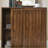 Mid Century Sideboard with 2 Sliding Doors &amp; Solid Wood Strips | Spacious Storage | Outlet Hole | Walnut Brown | MDF