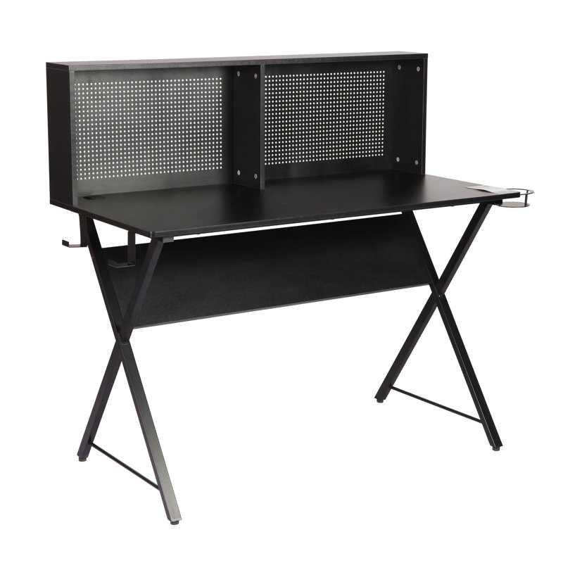 Fairburn Metal Base Writing Desk, Black/Black