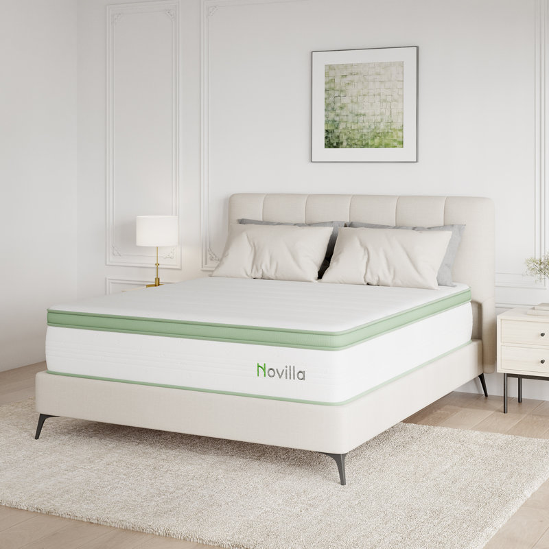 Matelas hybride en mousse à mémoire de forme moyenne 14 po Novilla, certifié CertiPUR-US, certifié OEKO-TEX, Grand lit, 14"