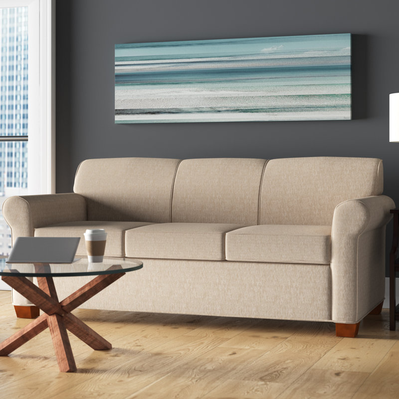 Finn Rolled Arm Sofa with Reversible Cushions, BM Cherry, Archetype Hemp, 34" H x 83" W x 36" D