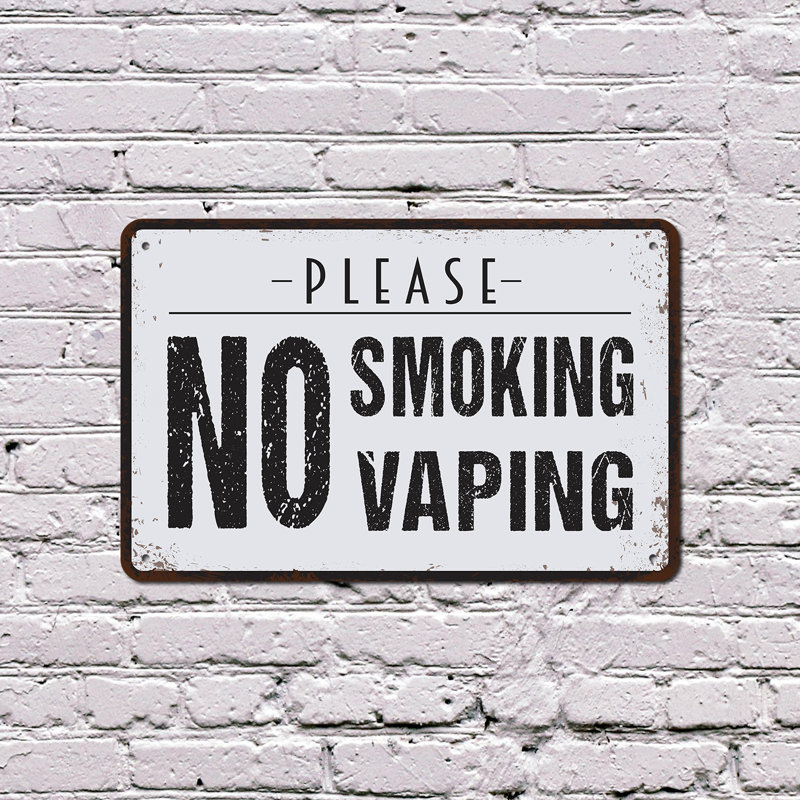 Enseigne de fantaisie en aluminium 12 po x 18 po No Tabac No Vaping, H 12 po x l 18 po x P 0,1 po