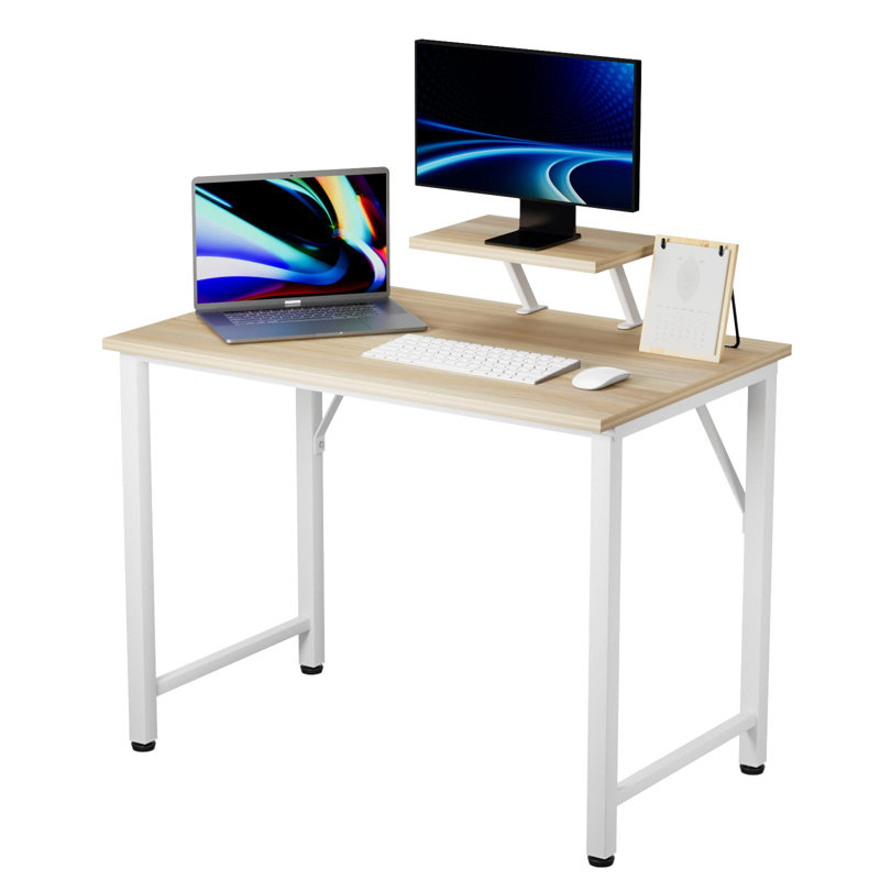 Nirjala Metal Base Writing Desk, 75cm H x 80cm W x 40cm D, Wood, White