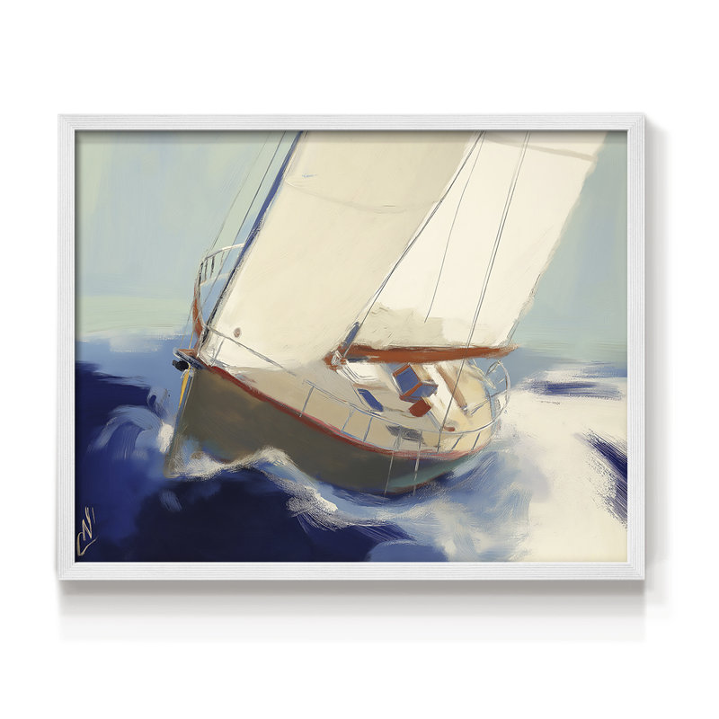 Série nautique - XLI - Reproduction encadrée - Restickable, H 22 po x l 28 po, Blanc