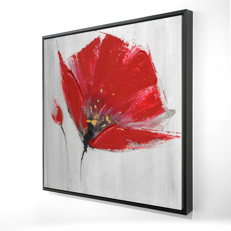 " Two Red Flowers On Grey Background "