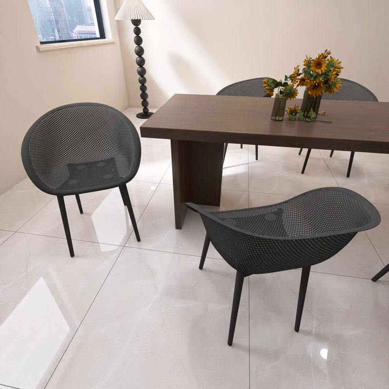 Ensemble de 2 chaises de patio, chaises longues modernes avec cadre en polypropylène respirant, Gris chaleureux