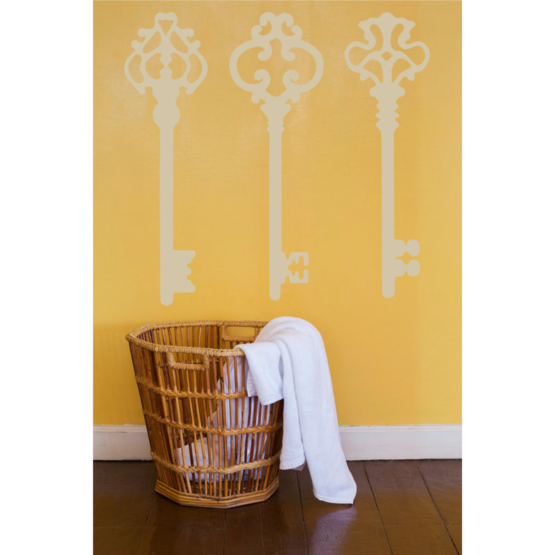 Décalcomanie murale clés squelettes, H 45 po x l 46 po x P 0,01 po, Beige